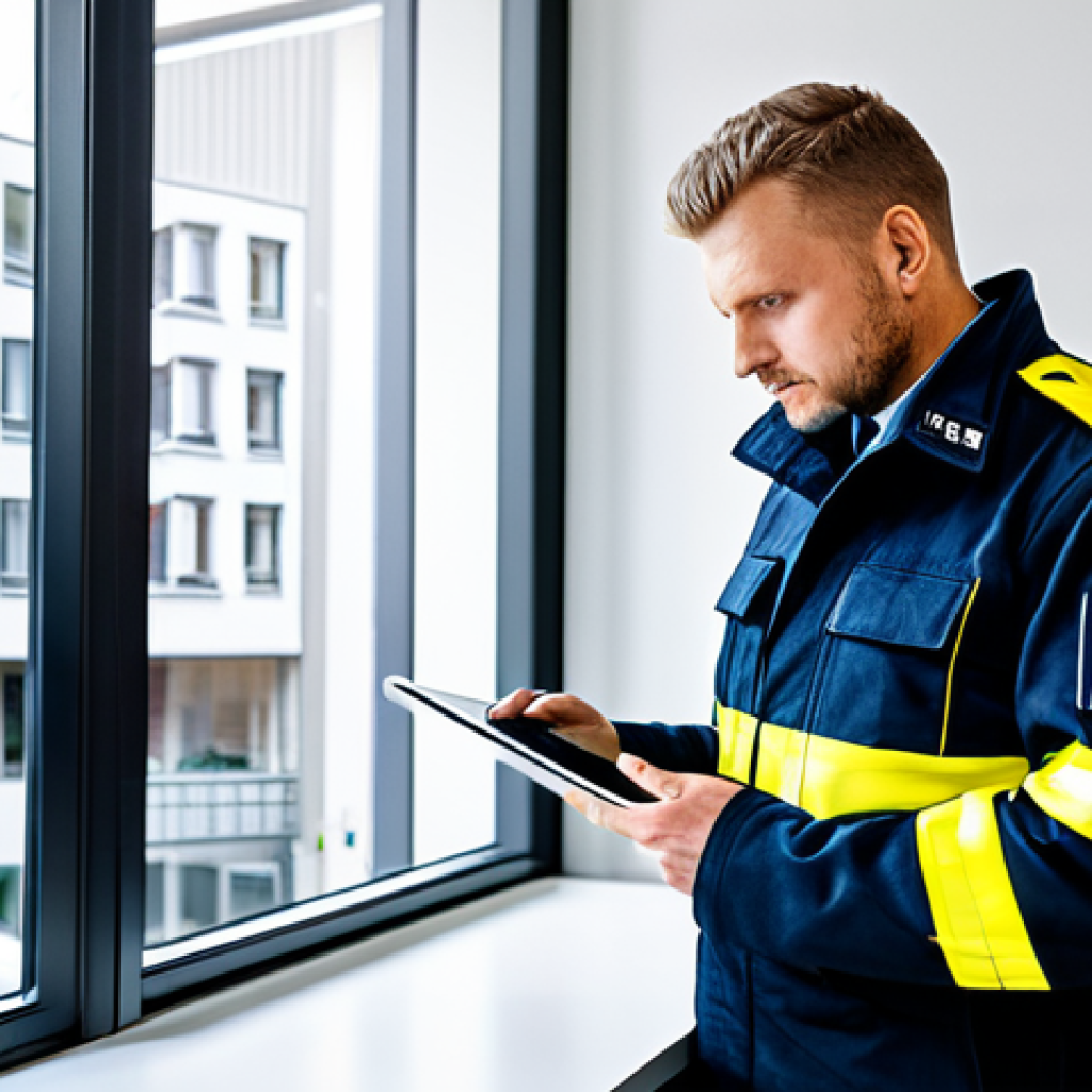 The Fire Safety Officer**

"A dedicated and professional Feuerwehrmann (fire safety officer) in appropriate protective gear, reviewing safety plans at a desk in a modern German office building, fully clothed, holding a tablet displaying building schematics, looking focused and competent, appropriate attire, safe for work, perfect anatomy, natural proportions, professional photography, high quality, family-friendly."

**