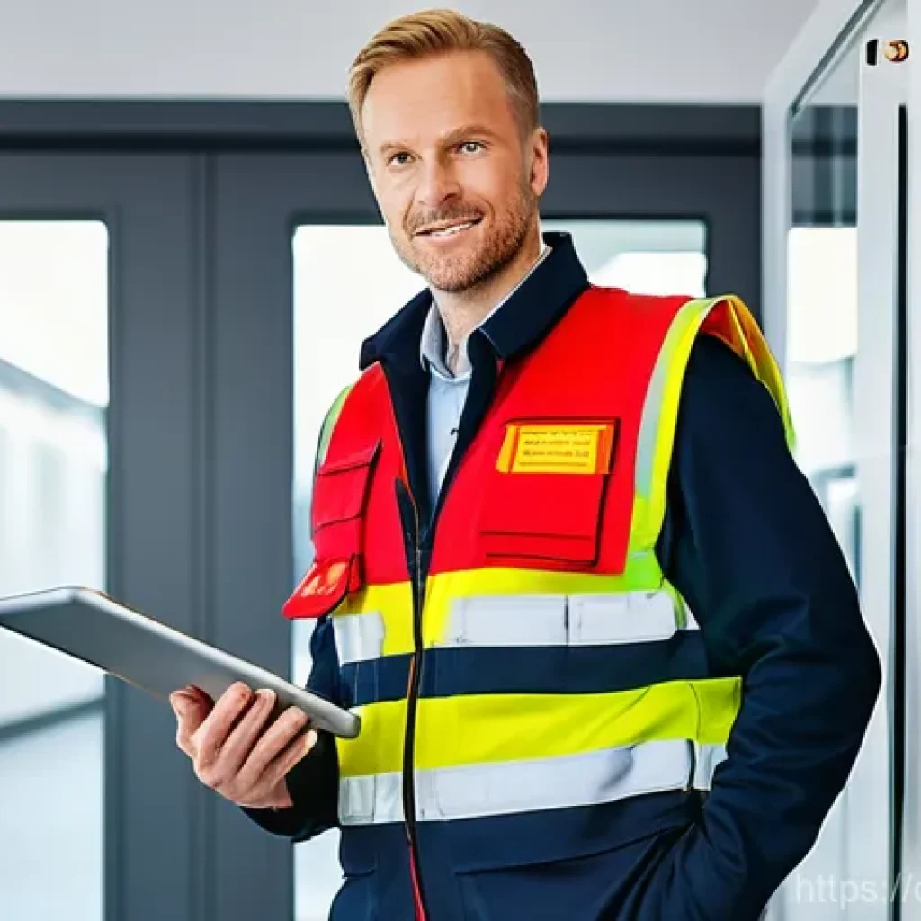 화재안전관리 업무일지 작성 사례 - **Prompt:** "A diligent German fire safety inspector, in their mid-40s, dressed in a professional bu...