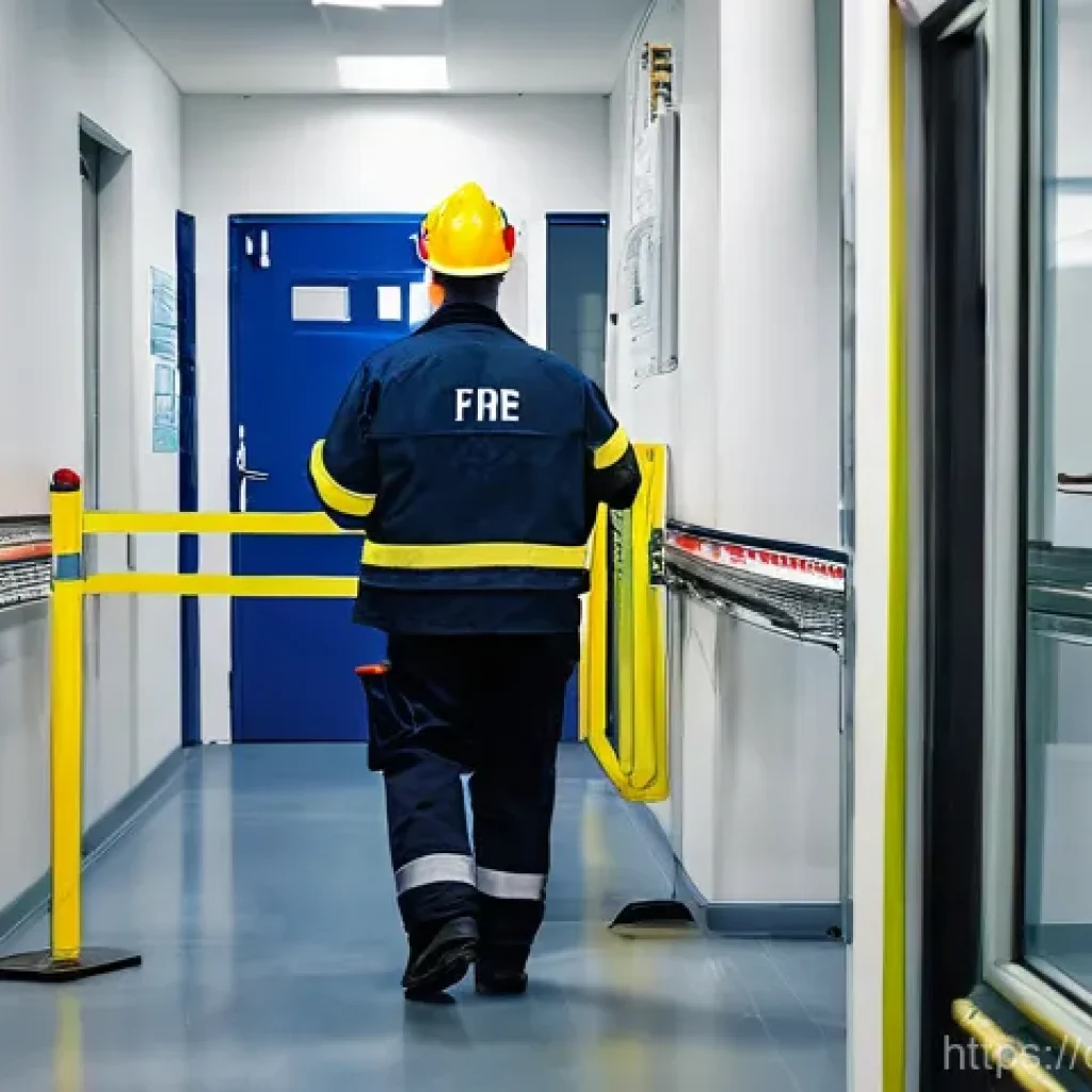 화재안전관리기술자 자격증 활용법 - **A highly professional and attentive Fire Protection Officer conducting a detailed safety inspectio...
