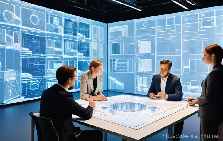 화재안전관리 실무에서의 프로젝트 관리 - **Prompt**: A diverse group of professional adults, including architects, engineers, and constructio...