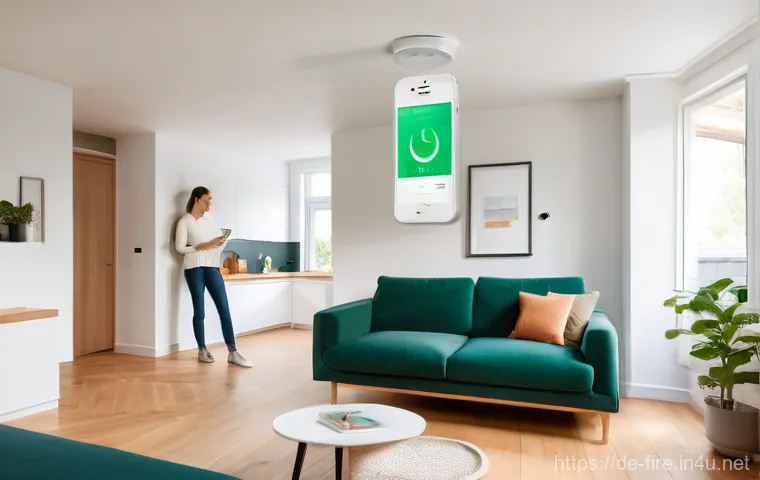 화재안전관리 실무와 관련된 최신 기술 - **Smart Home Guardian: Peaceful Vigilance**
A bright, contemporary living room in a German apar...