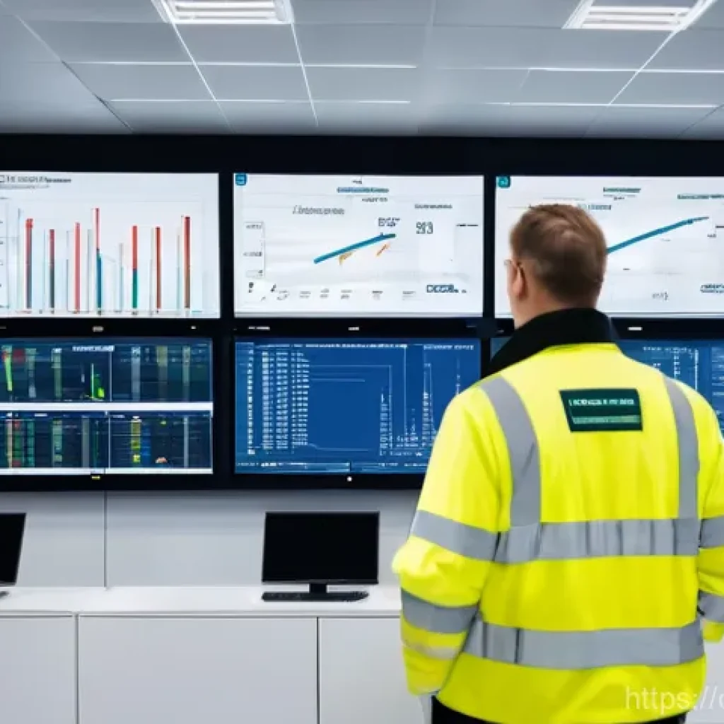 화재안전관리 직무에서의 성과 평가 전략 - **Image Prompt 1: Proactive Fire Safety Management with Data Visualization**

    A wide shot of a m...