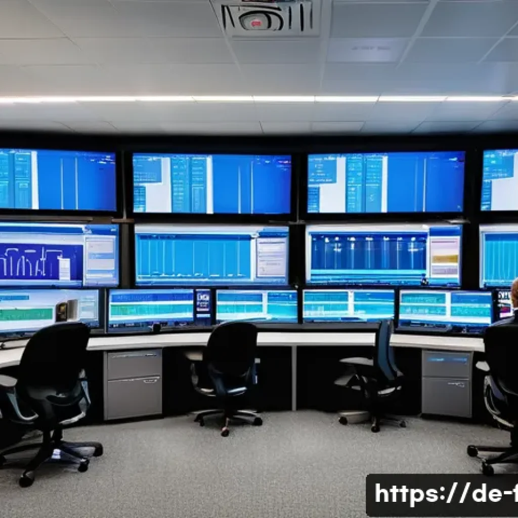 화재안전관리 기술자의 직무에서의 성과 분석 - A modern industrial facility control room featuring a large digital fire monitoring dashboard displa...