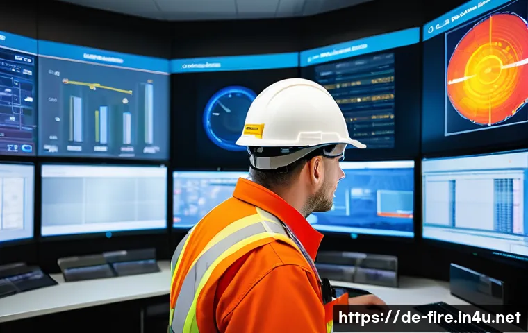 화재안전관리 기술자 시험 최신 트렌드 - A professional fire protection technician in modern German industrial safety gear including protecti...