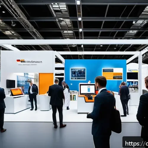 Home 31 화재안전관리기술자 취업 박람회 정보 - A professional trade fair scene in Frankfurt am Main, featuring a modern exhibition hall with booths...